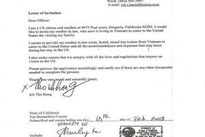 MẪU THƯ MỜI NGƯỜI THÂN SANG ÚC, MỸ, CANADA VÀ NHỮNG NƯỚC NÓI TIẾNG ANH KHÁC