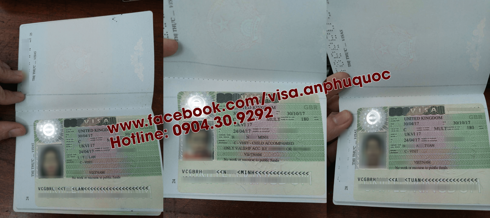 Hình visa của cả gia đình chị Lan